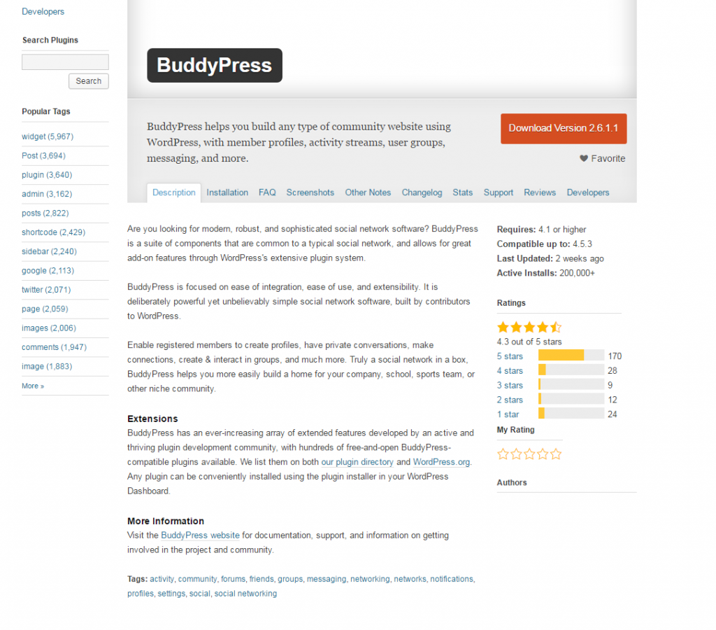 Pagina di un plugin di WordPress